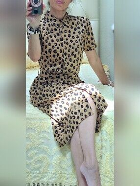 NWOT A New Day Leopard Print Button-Front Shirt Dress